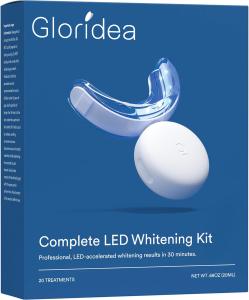 Gloridea Teeth Whitening Kit Pen Gel: 32X LED Light with Hydrogen Carbamide Peroxide for Sensitive Teeth - Professional Tooth Whitener Dental Tools with Mouth Tray for Achieving a Bright White Smile